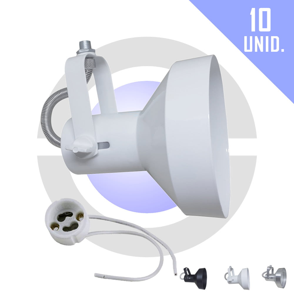 10 Spot para perfilado AR111 p/ Trilho p/ 1 lâmpada  - Branco, preto ou escovado 
